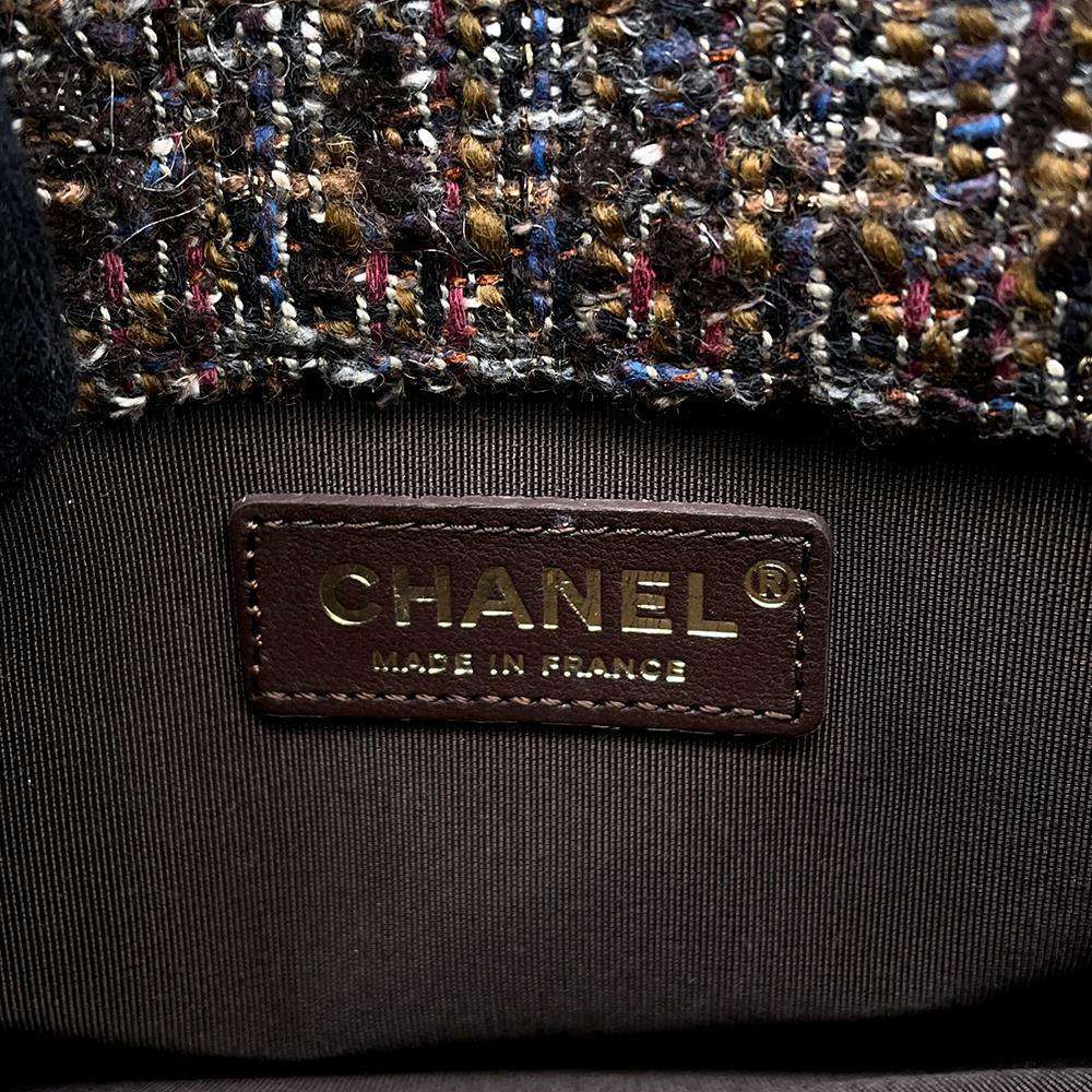 CHANEL top handle chain shoulder bag Brown Tweed Wood Size 23