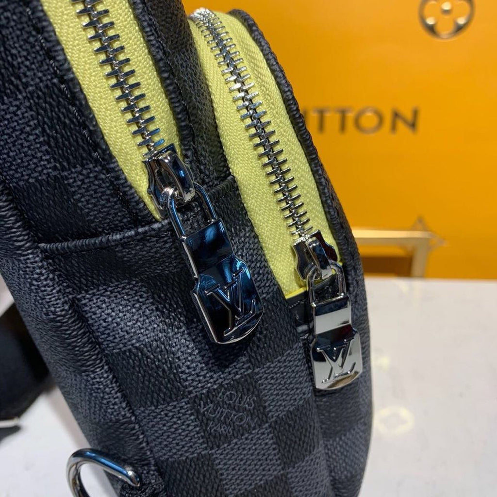 Louis Vuitton Avenue Sling Bag Damier Graphite Canvas Yellow For Men, Bags, Crossbody Bags 12.2in/31cm Louis Vuitton N42424