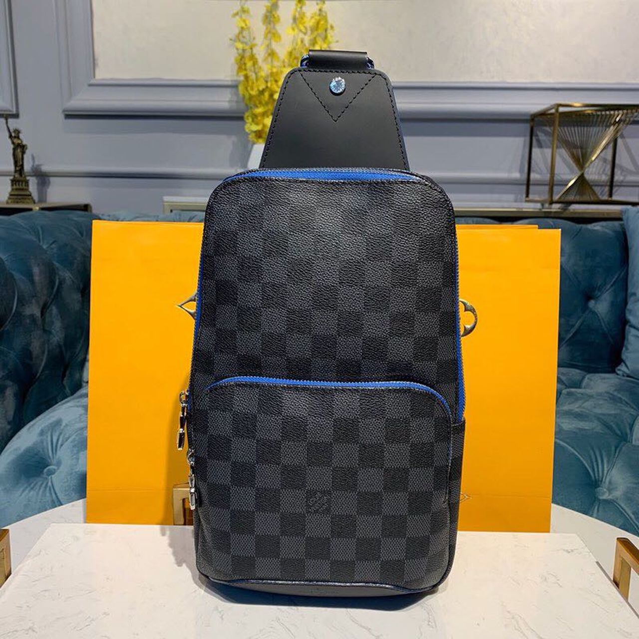 Louis Vuitton Avenue Sling Bag Damier Graphite Canvas Blue For Men, Bags, Crossbody Bags 12.2in/31cm Louis Vuitton N40008