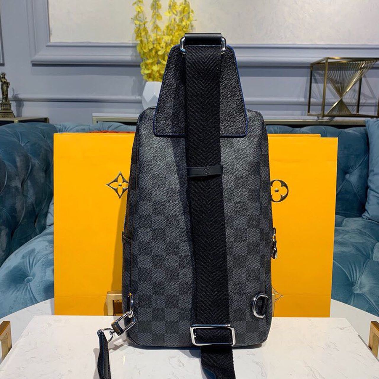 Louis Vuitton Avenue Sling Bag Damier Graphite Canvas Blue For Men, Bags, Crossbody Bags 12.2in/31cm Louis Vuitton N40008