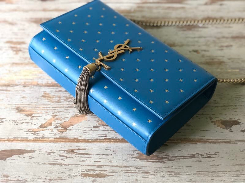 Top Quality Kate MeTop Qualityum Chain Bag With Star Pattern Blue For Women 9.4in/24cm YSL
