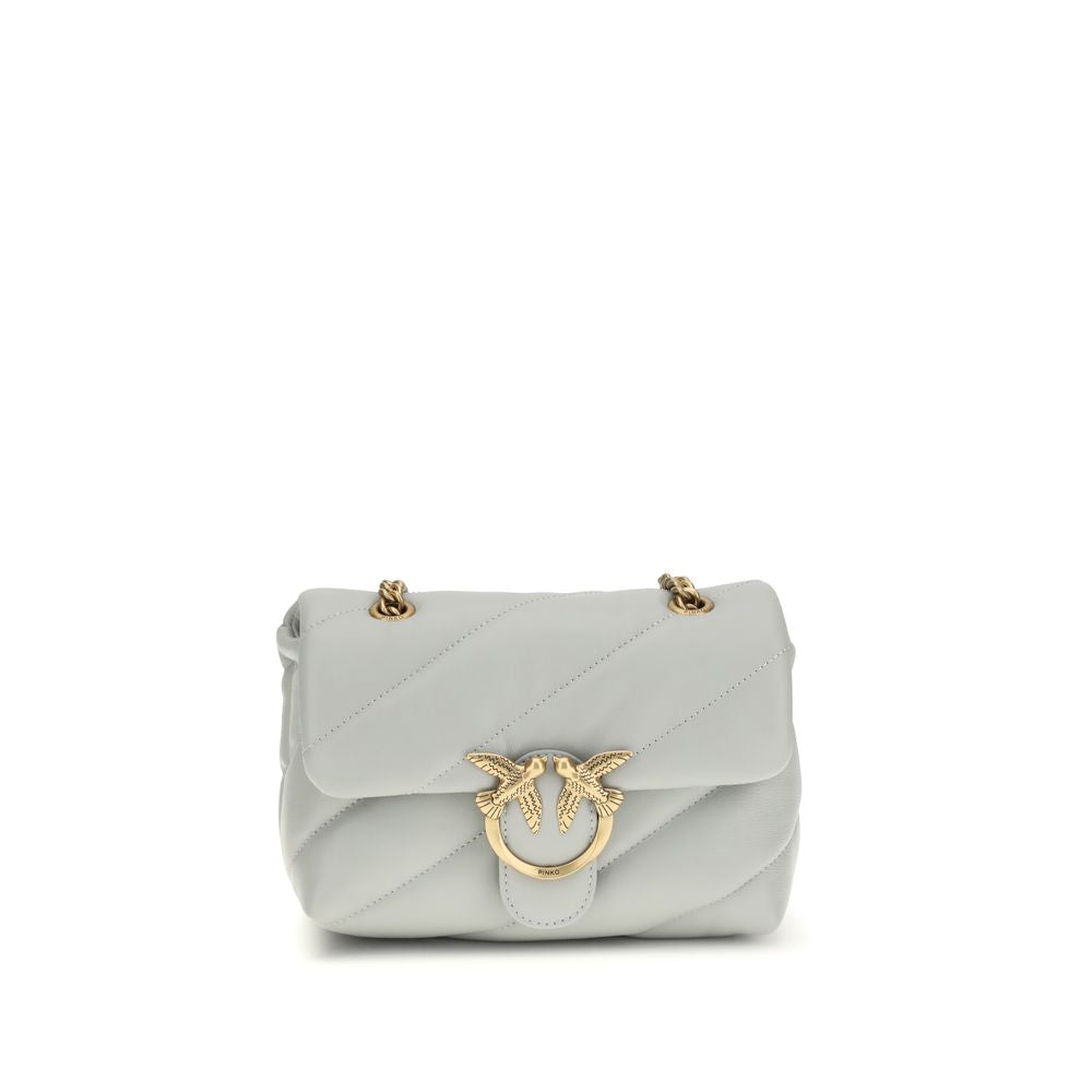 PINKO Gray Calf Leather Bos Taurus Shoulder Bag