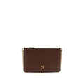 PINKO Bordeaux Calf Leather Bos Taurus Shoulder Bag