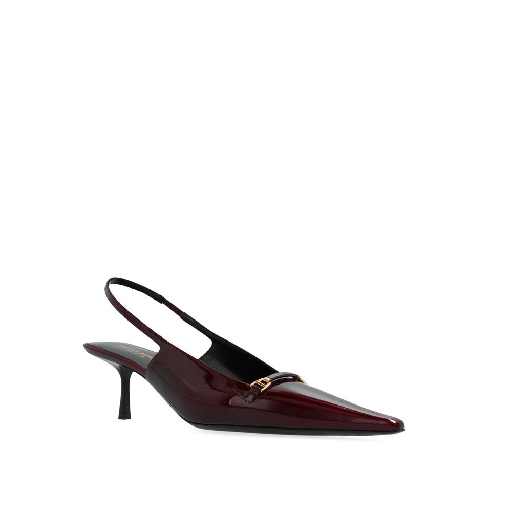 Saint Laurent Burgundy Calfskin Mid Heel Women's Pumps