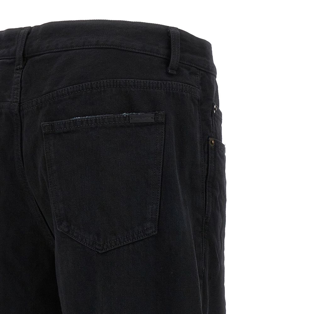 Saint Laurent Black Cotton Relaxed Fit Women's Jeans