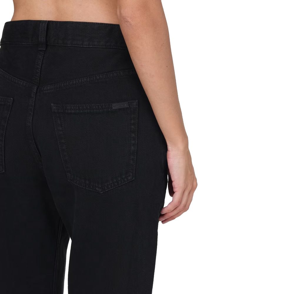 Saint Laurent Black Cotton High-Waisted Women's Jean