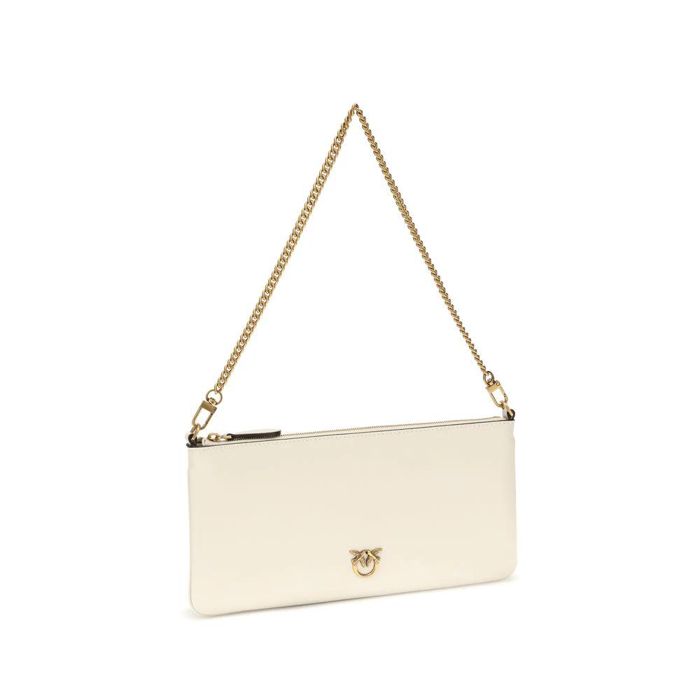 PINKO White Calf Leather Bos Taurus Shoulder Bag