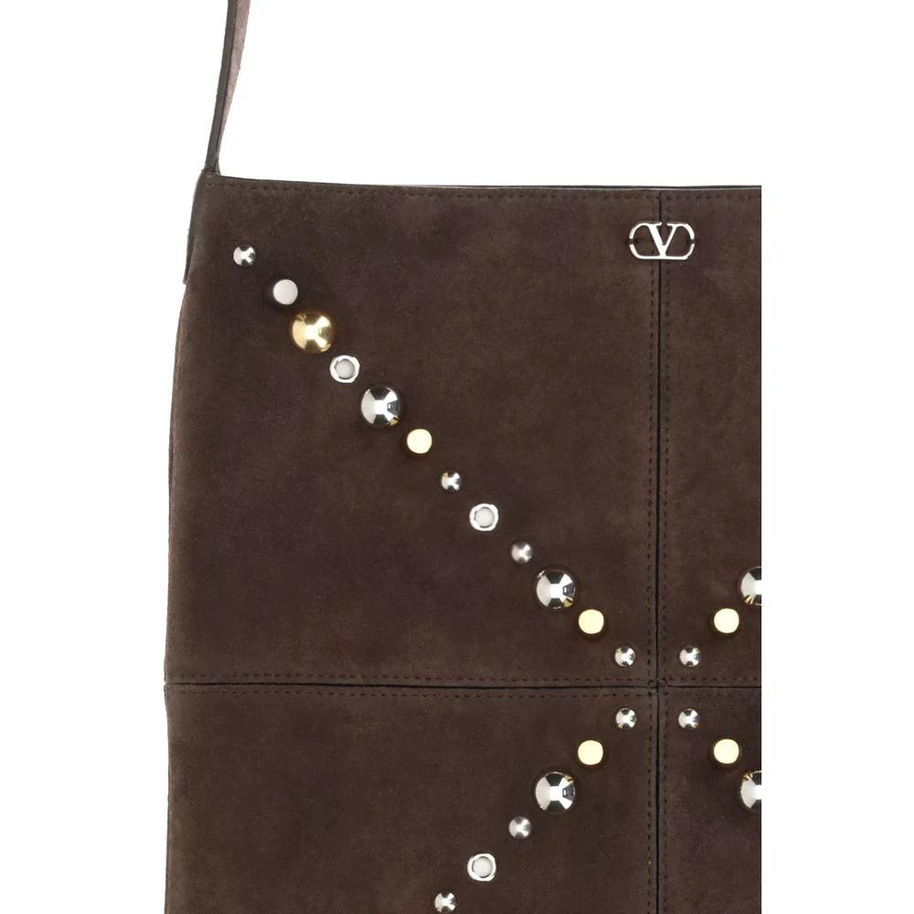 Valentino Garavani Brown Calf Leather Bos Taurus Shoulder Bag