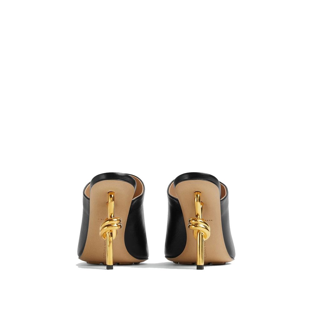 Bottega Veneta Black Lamb Leather Women's Mules