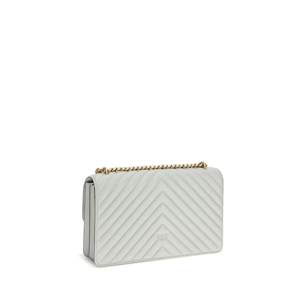 PINKO Gray Calf Leather Bos Taurus Shoulder Bag