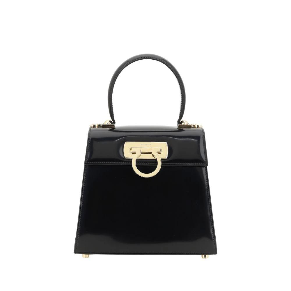 Ferragamo Black Calf Leather Bos Taurus Handbag