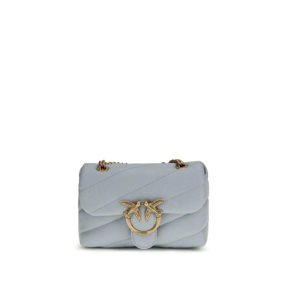 PINKO Blue Calf Leather Bos Taurus Shoulder Bag