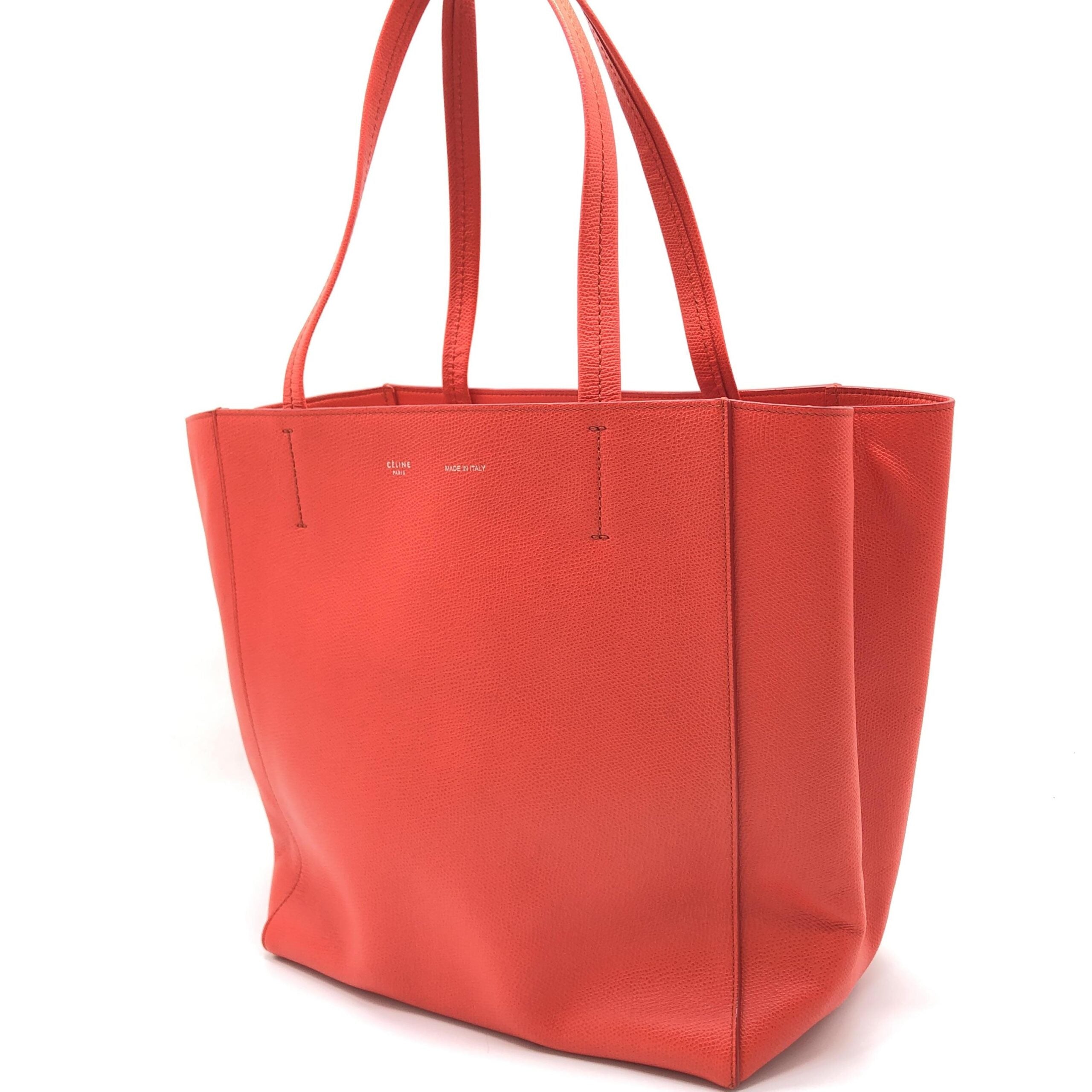 Celine Cabas Phantom Red Pebbled Leather Tote Women's Bag