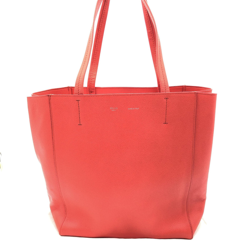 Celine Cabas Phantom Red Pebbled Leather Tote Women's Bag
