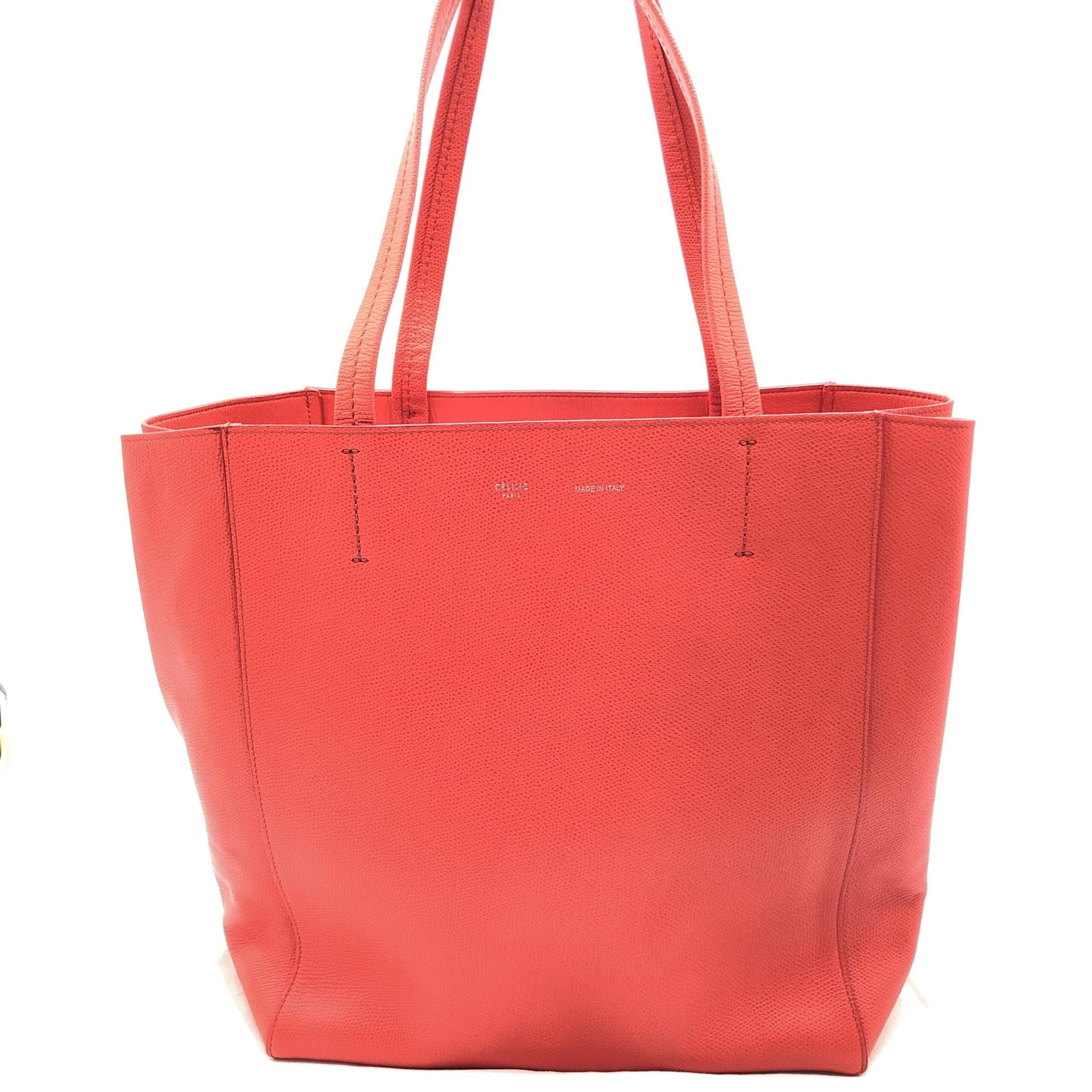 Celine Cabas Phantom Red Pebbled Leather Tote Women's Bag