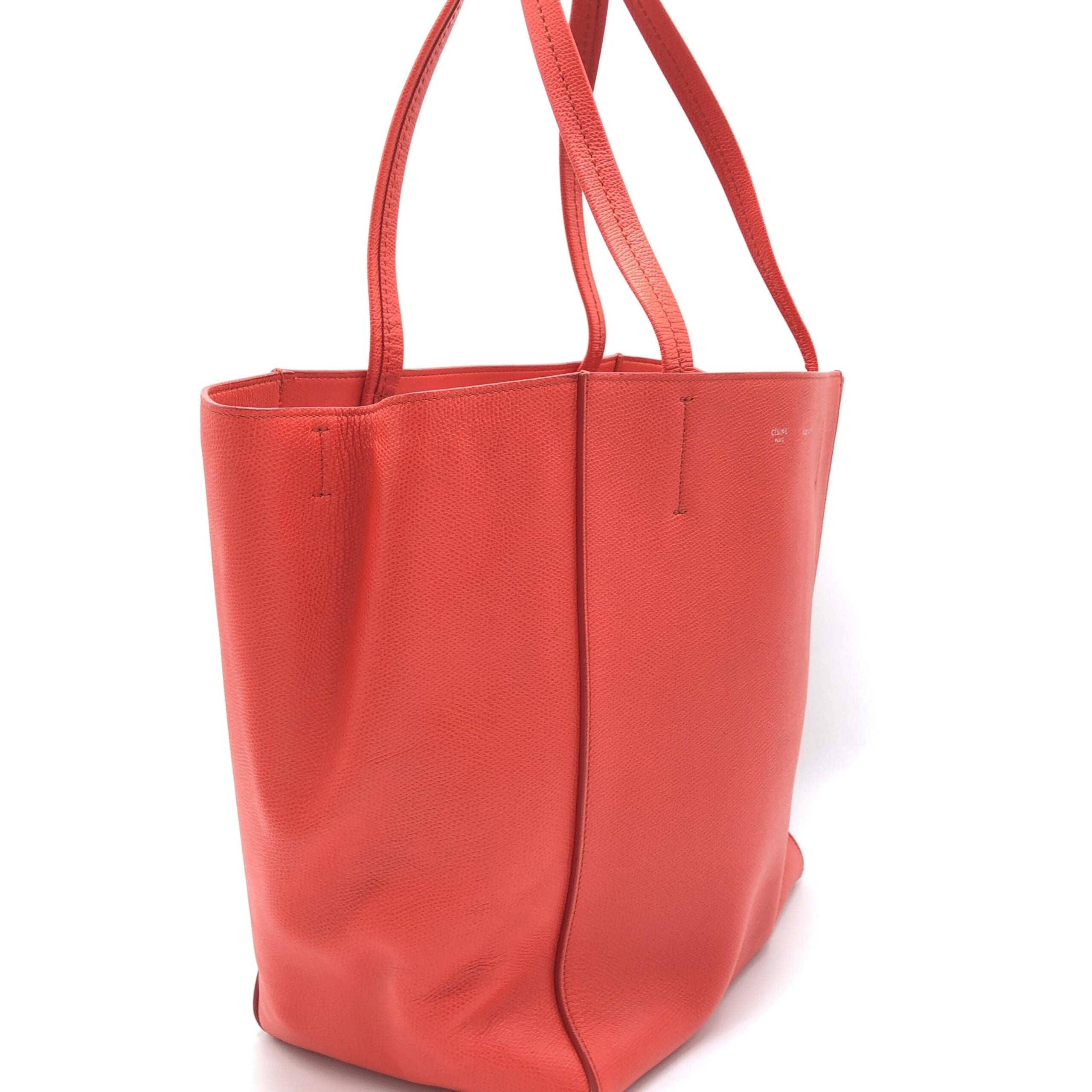Celine Cabas Phantom Red Pebbled Leather Tote Women's Bag