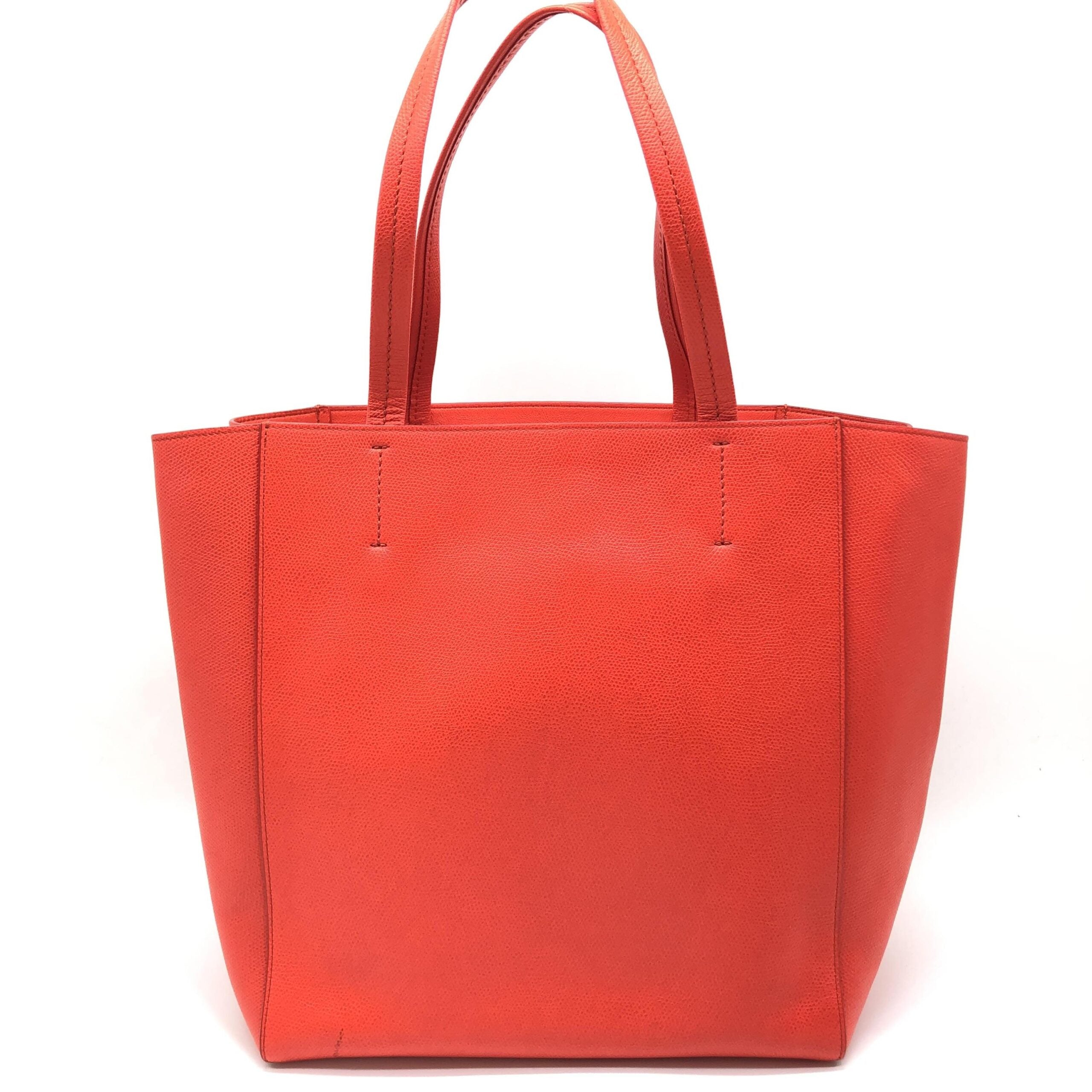Celine Cabas Phantom Red Pebbled Leather Tote Women's Bag