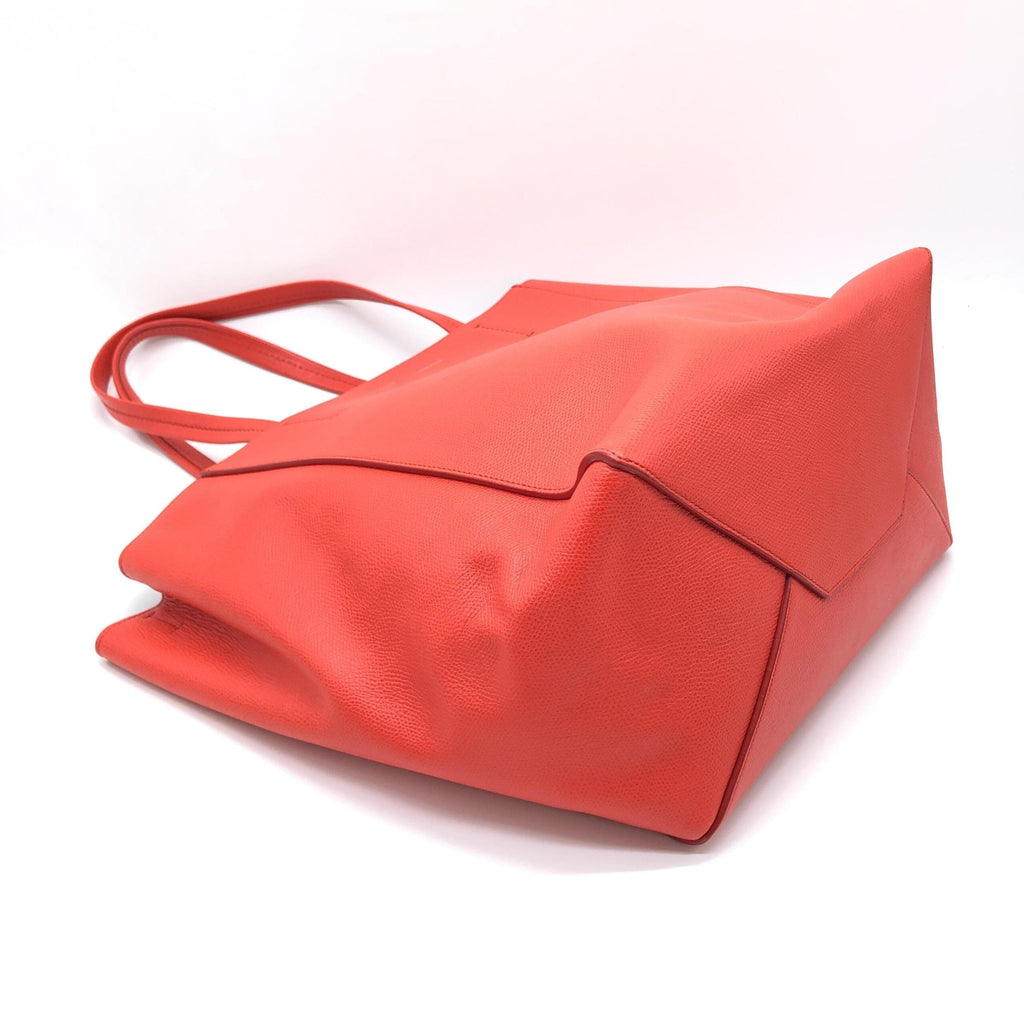 Celine Cabas Phantom Red Pebbled Leather Tote Women's Bag