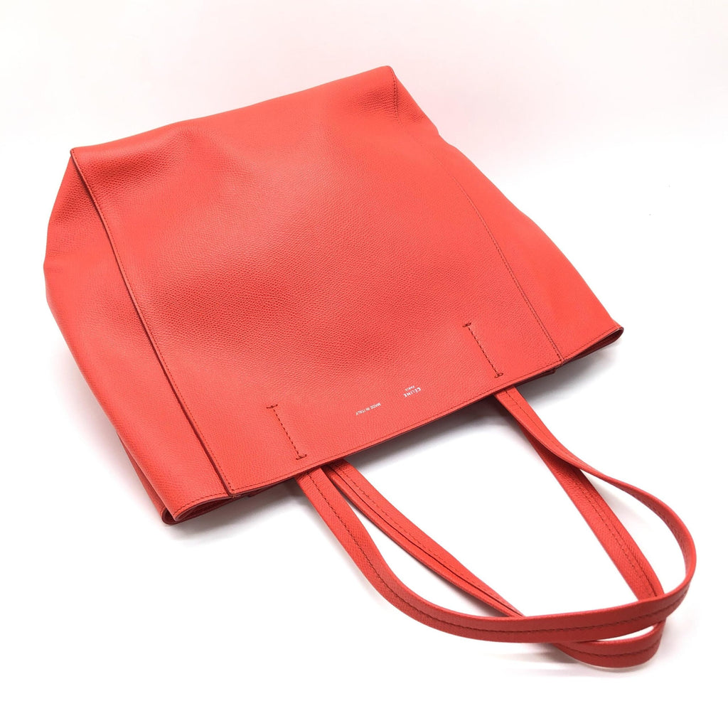 Celine Cabas Phantom Red Pebbled Leather Tote Women's Bag