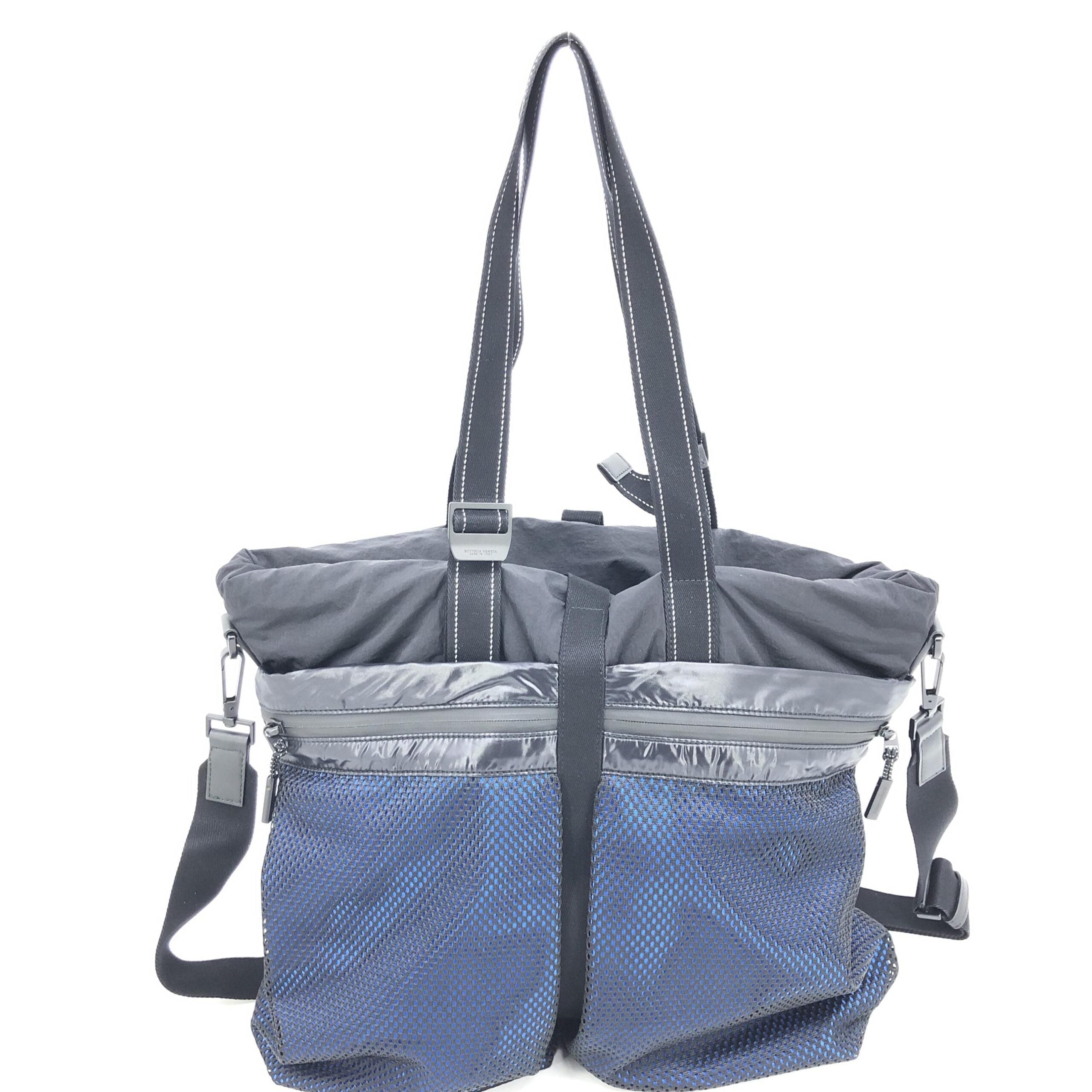 Bottega Veneta Black And Blue Nylon Convertible Women's Tote