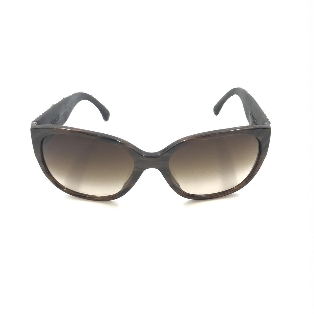 Chanel Brown Frame With Tweed Accents Women's Sunglasses