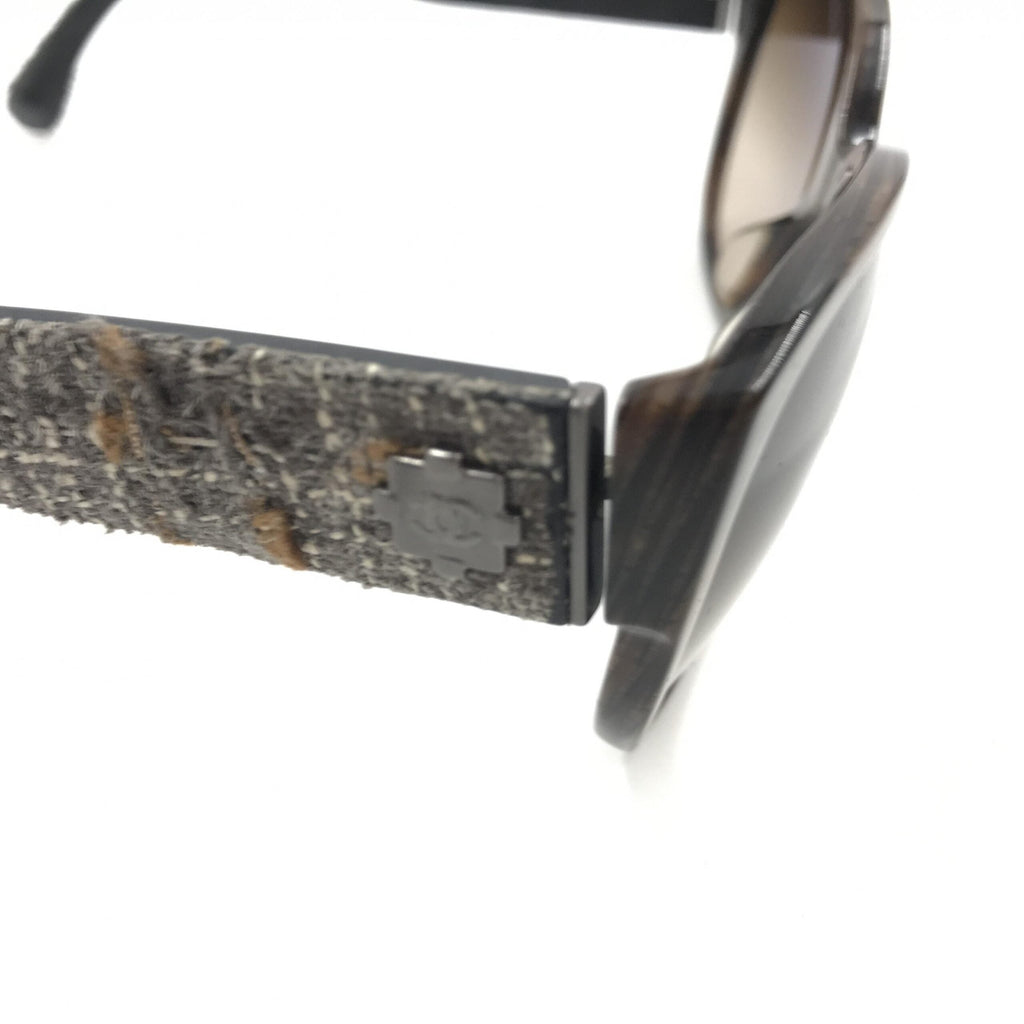 Chanel Brown Frame With Tweed Accents Women's Sunglasses
