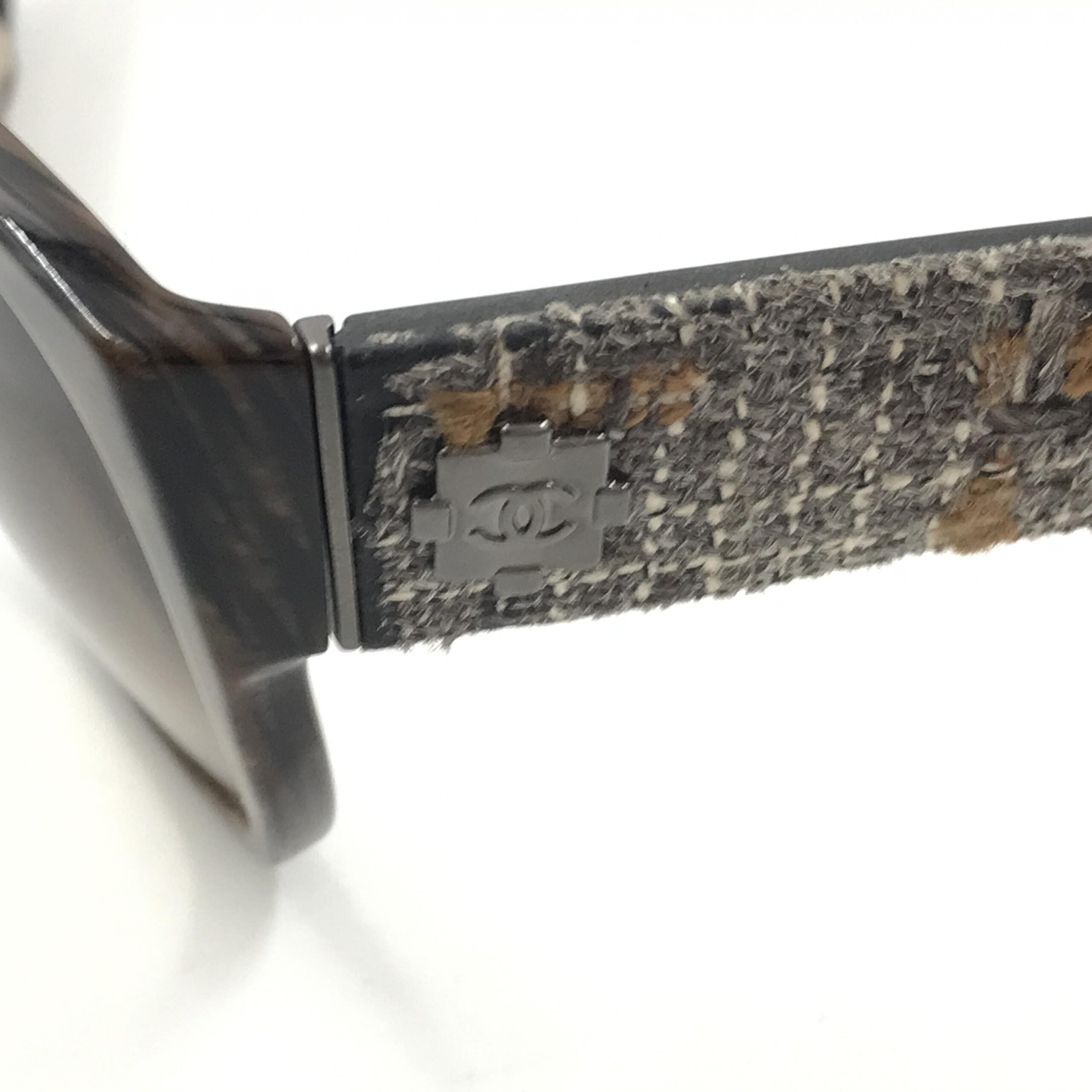 Chanel Brown Frame With Tweed Accents Women's Sunglasses