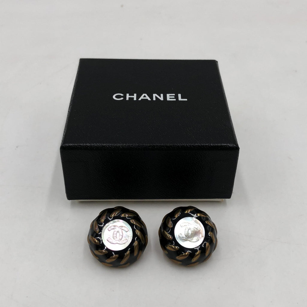 Chanel CC Button Clip-On Women's Earrings