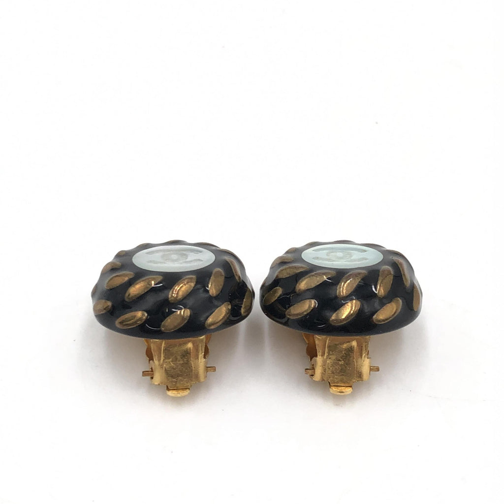 Chanel CC Button Clip-On Women's Earrings