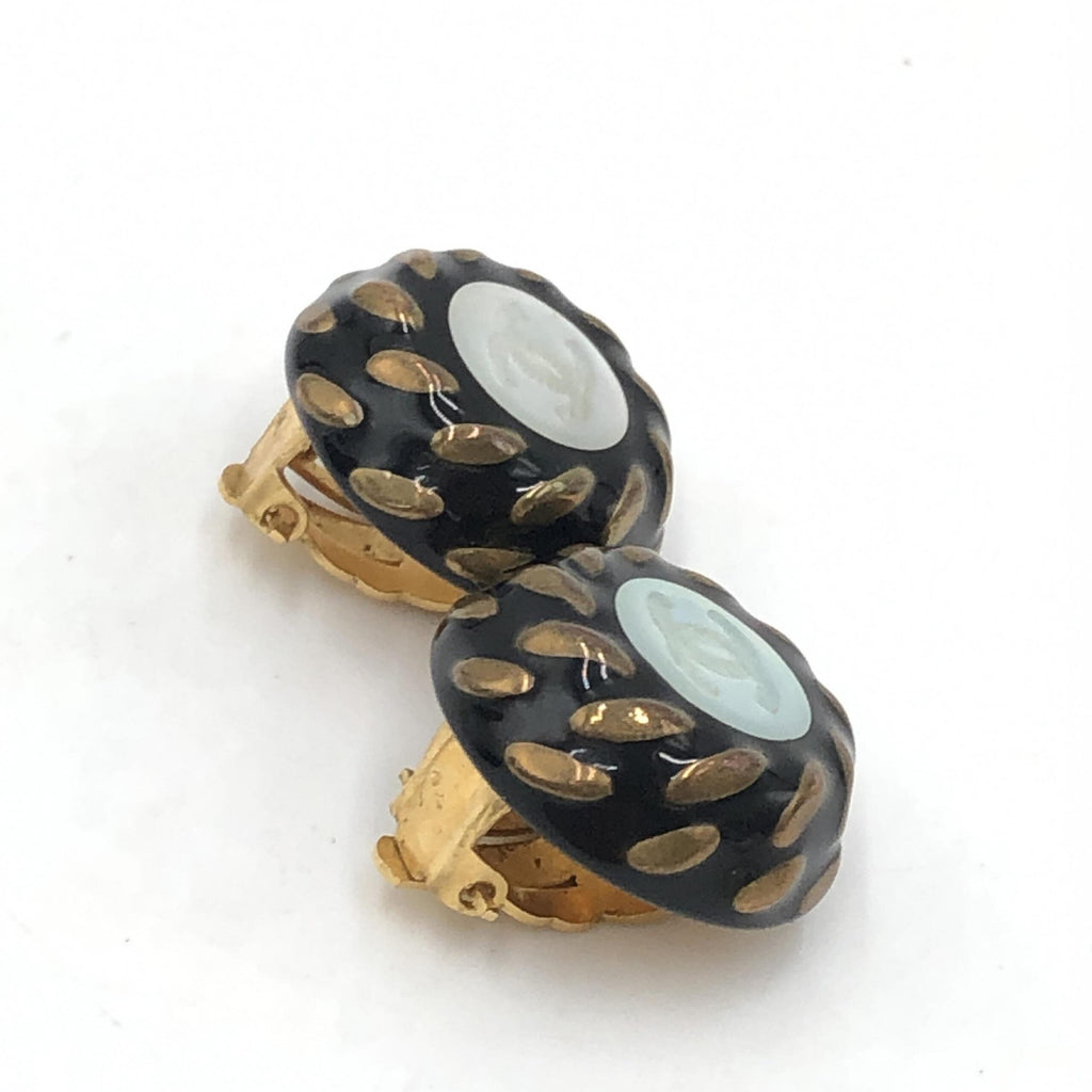 Chanel CC Button Clip-On Women's Earrings