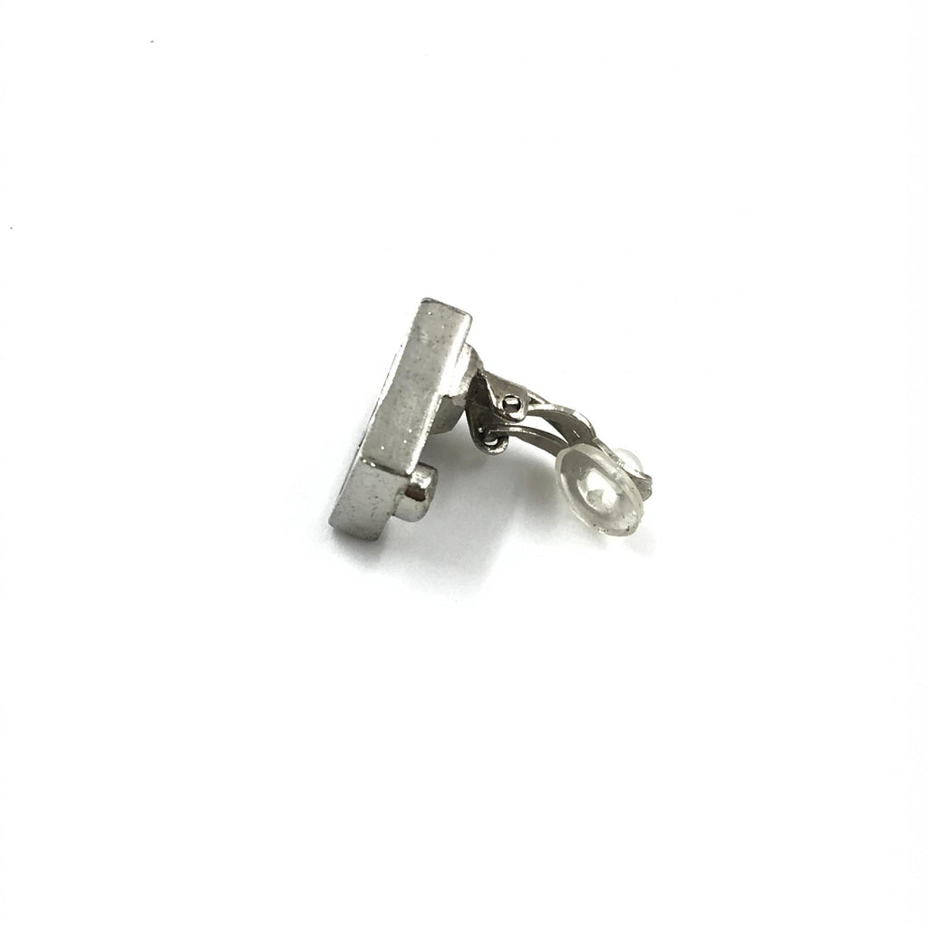 Chanel Coco Mark Earrings Women's Black/White/Silver