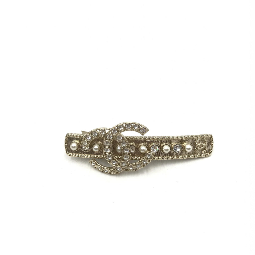 Chanel Crystal Pearl CC Hair Women's Clip