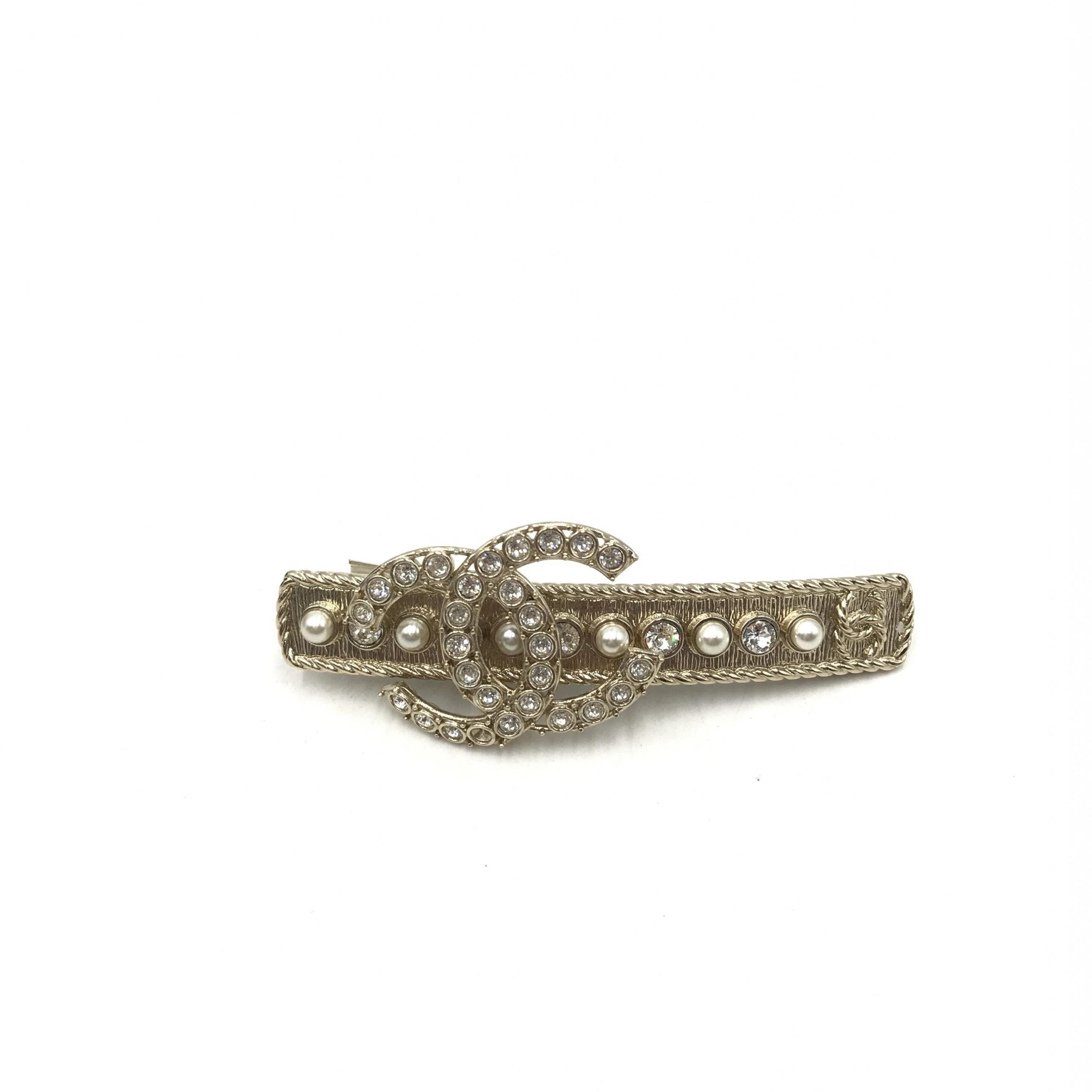 Chanel Crystal Pearl CC Hair Women's Clip