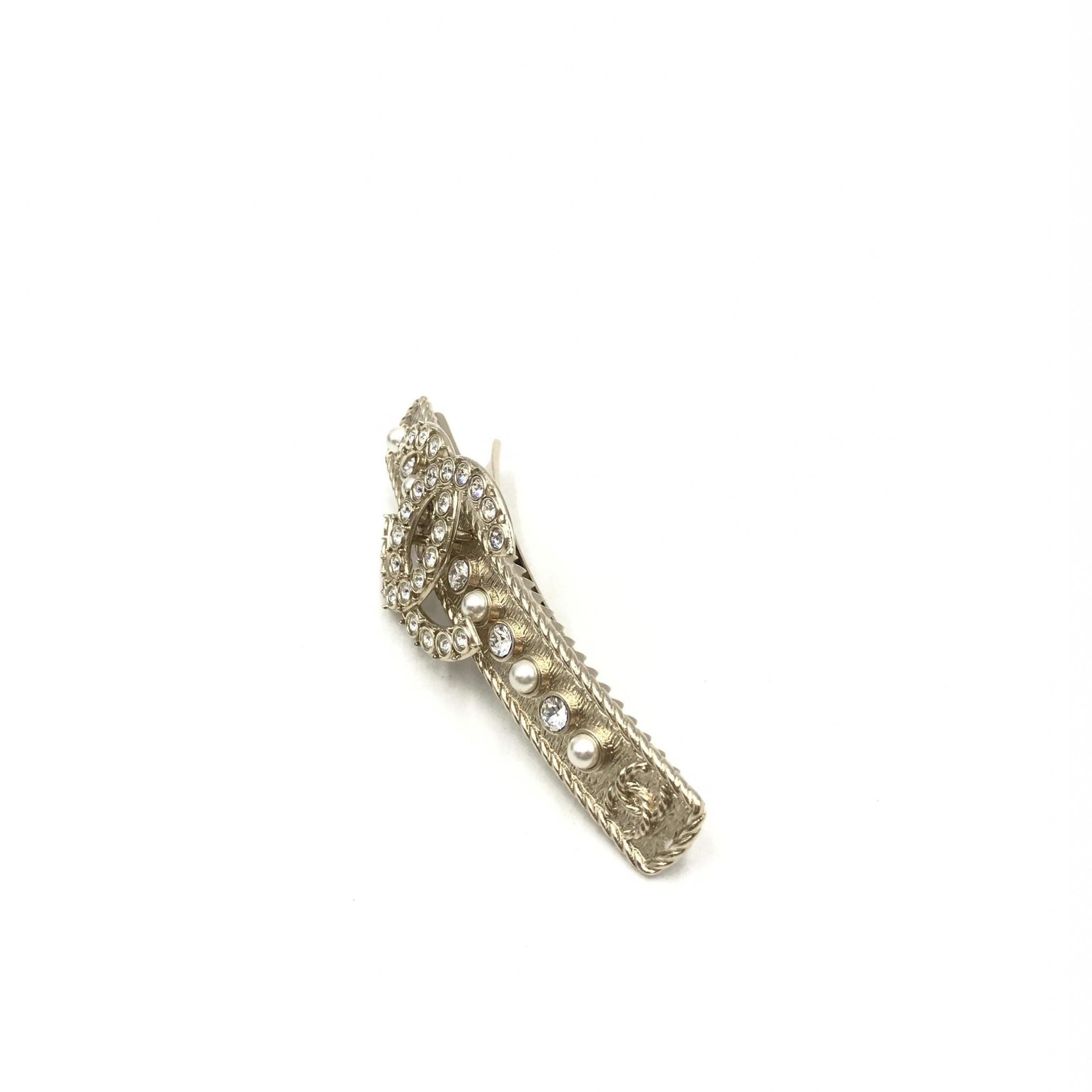 Chanel Crystal Pearl CC Hair Women's Clip