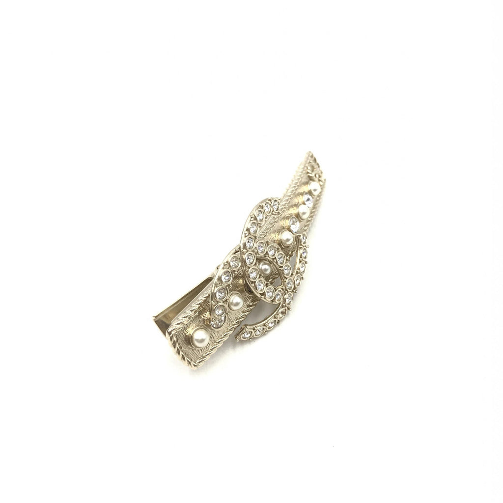 Chanel Crystal Pearl CC Hair Women's Clip
