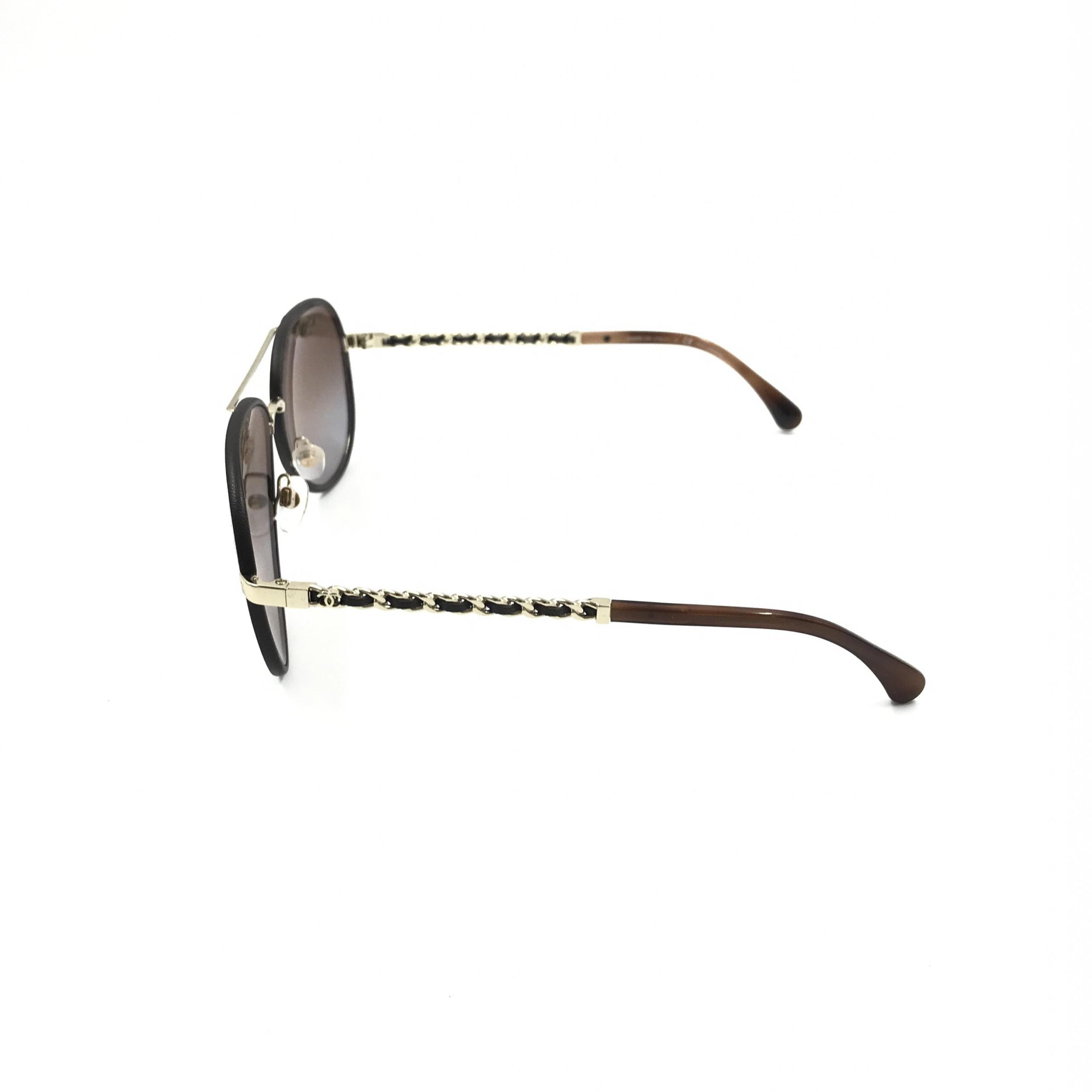 Chanel Gold And Black Polarized Aviator Women's Sunglasses