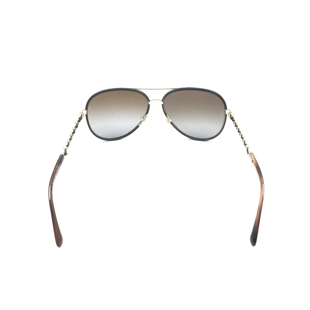 Chanel Gold And Black Polarized Aviator Women's Sunglasses