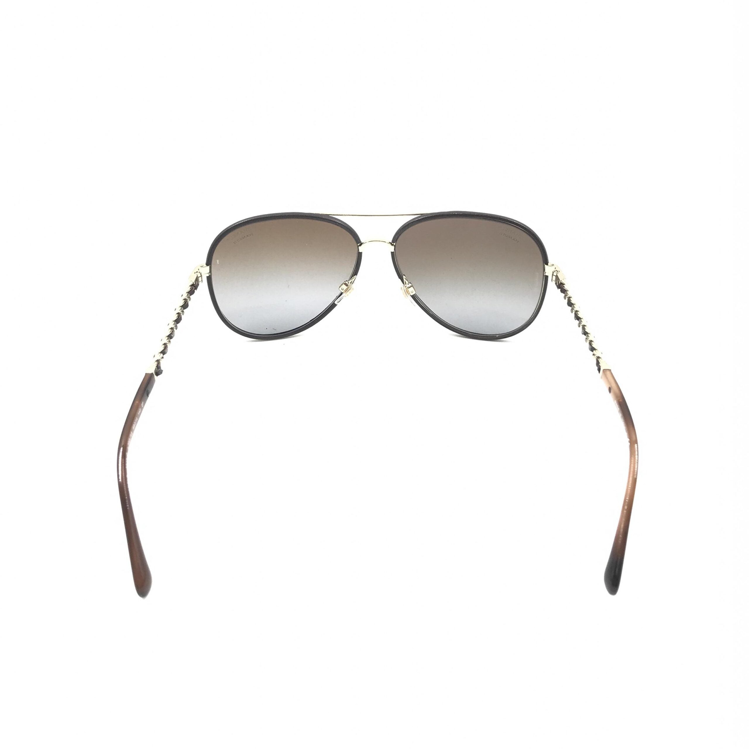 Chanel Gold And Black Polarized Aviator Women's Sunglasses