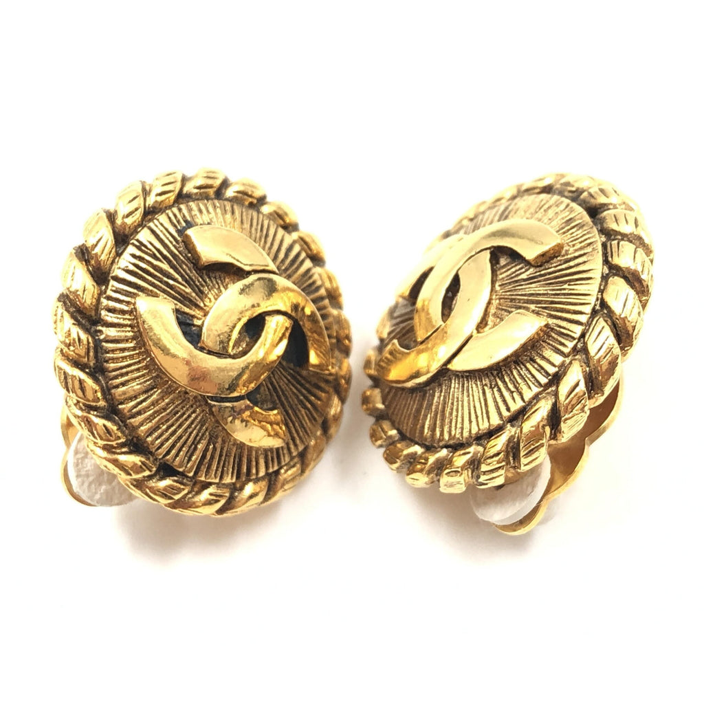 Chanel Gold Plated CC Clip On Women's Earrings