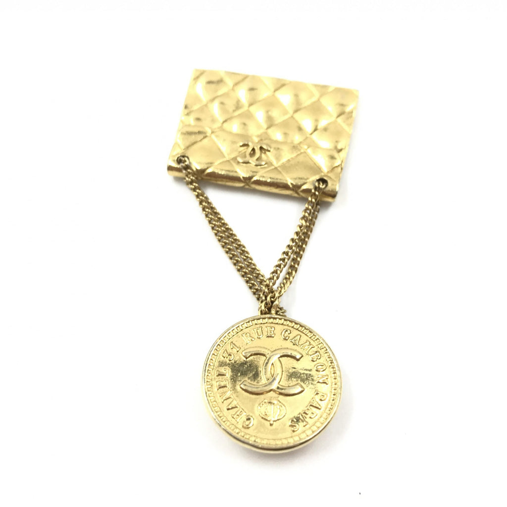 Chanel Gold Plated Bag Motif Women's Brooch