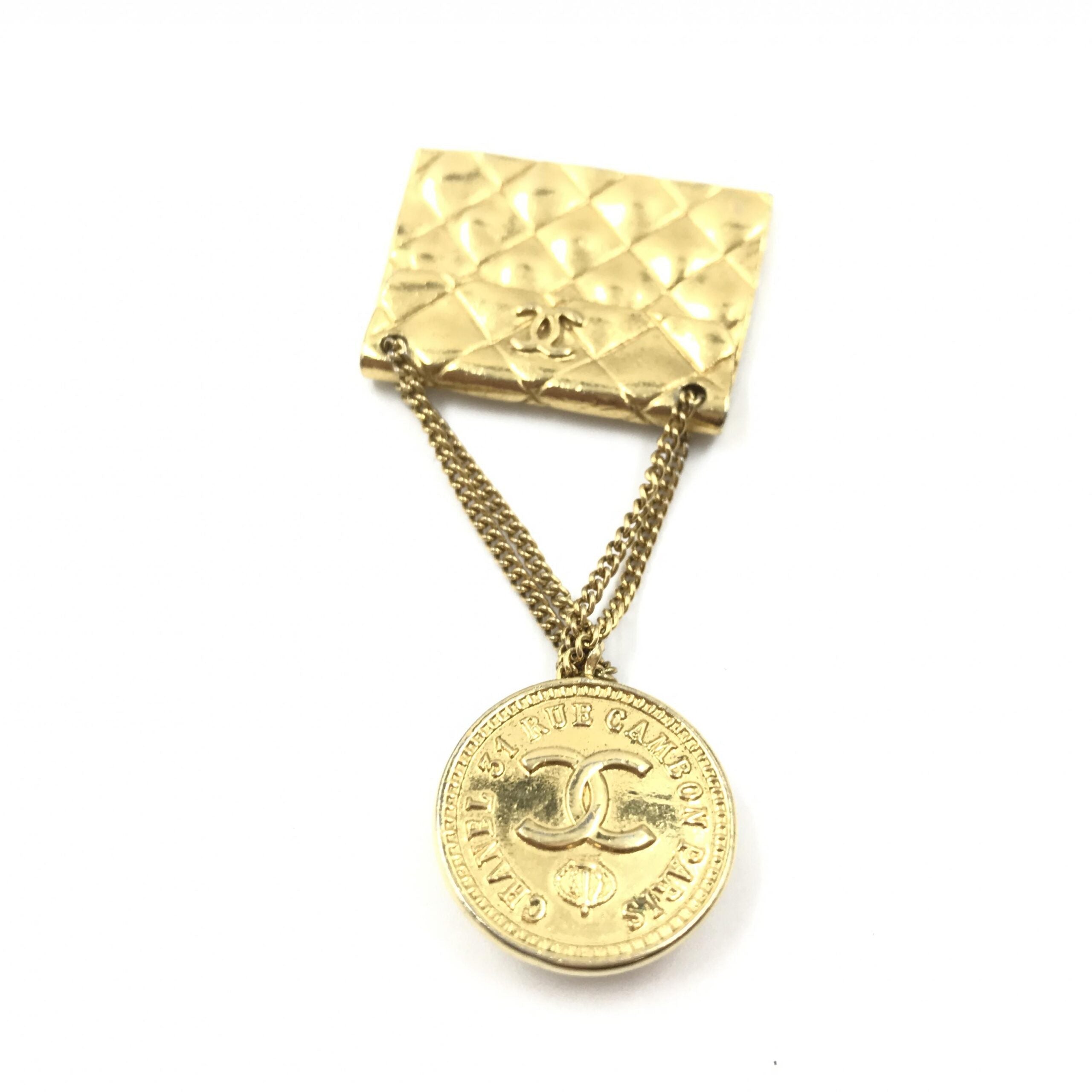 Chanel Gold Plated Bag Motif Women's Brooch