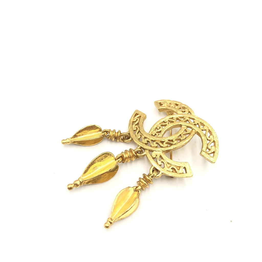 Chanel Gold Plated CC Logo Women's Brooch