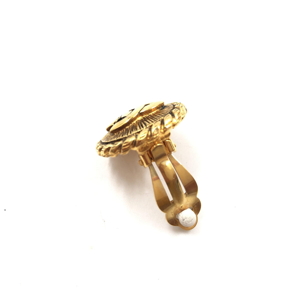 Chanel Gold Plated CC Clip On Women's Earrings