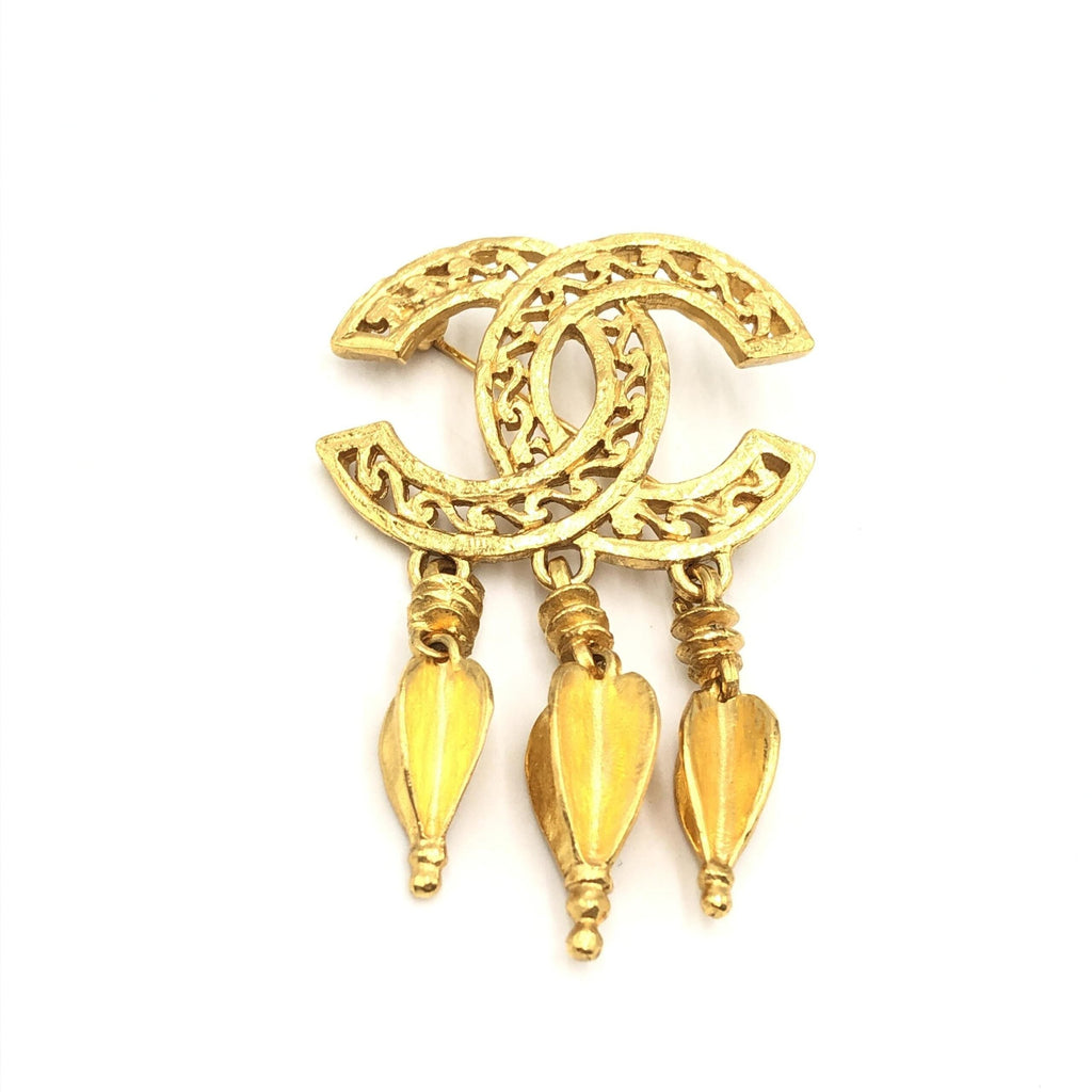 Chanel Gold Plated CC Logo Women's Brooch