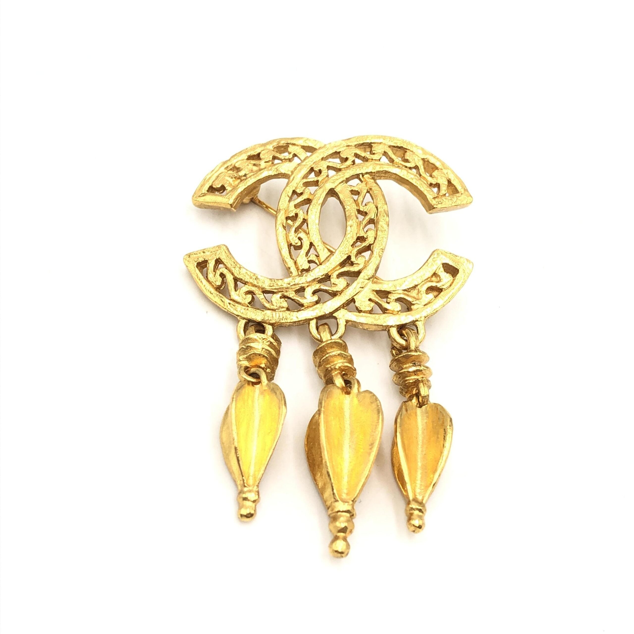Chanel Gold Plated CC Logo Women's Brooch