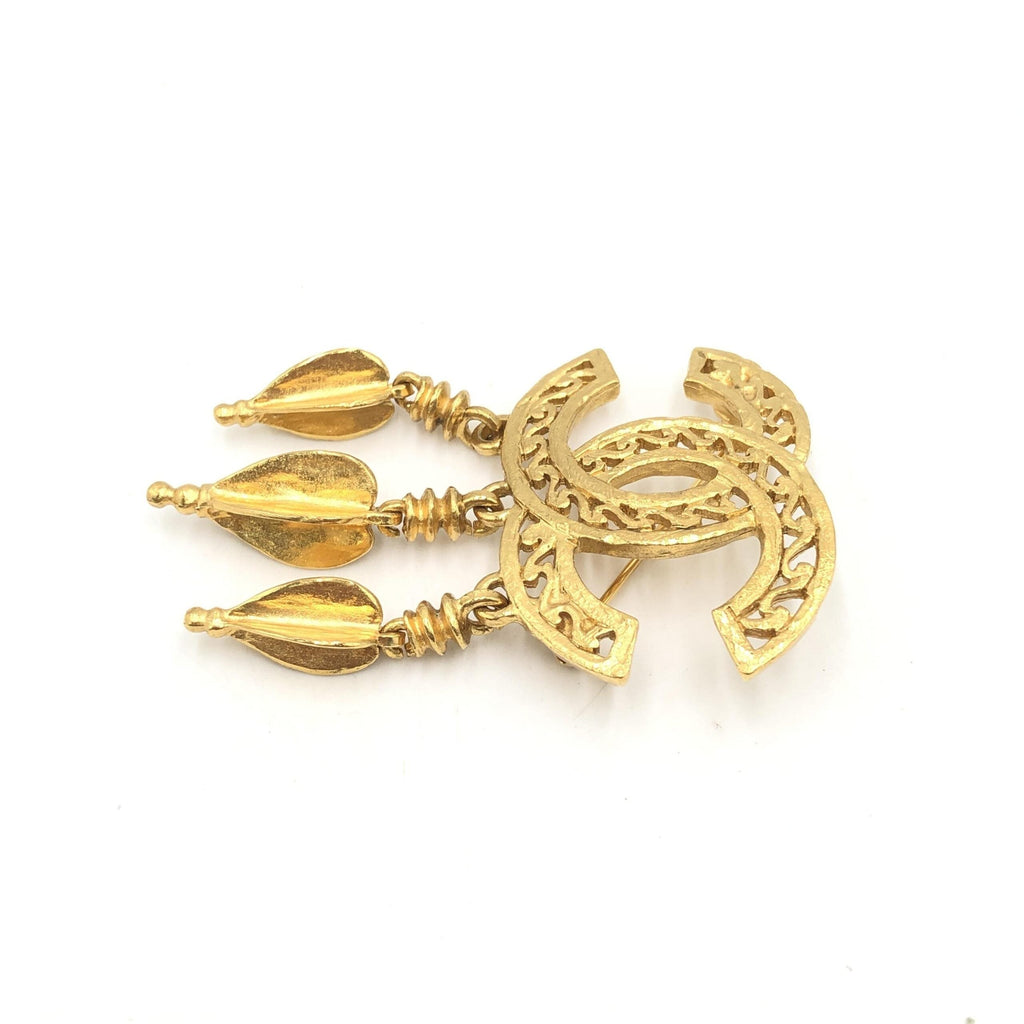 Chanel Gold Plated CC Logo Women's Brooch