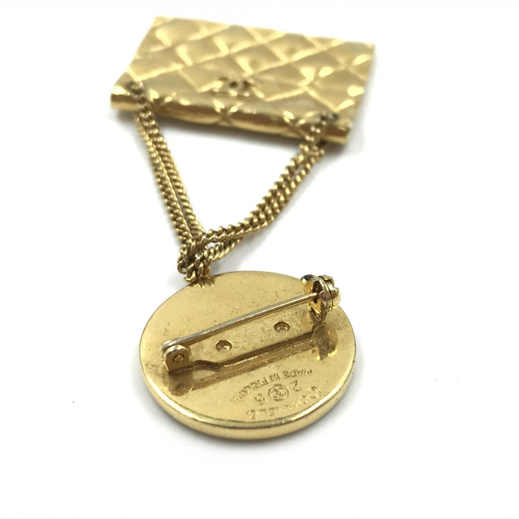 Chanel Gold Plated Bag Motif Women's Brooch