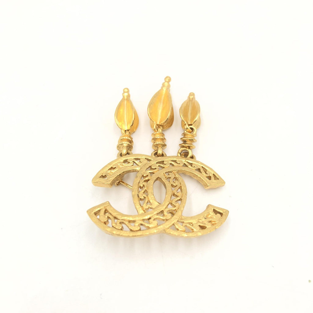 Chanel Gold Plated CC Logo Women's Brooch
