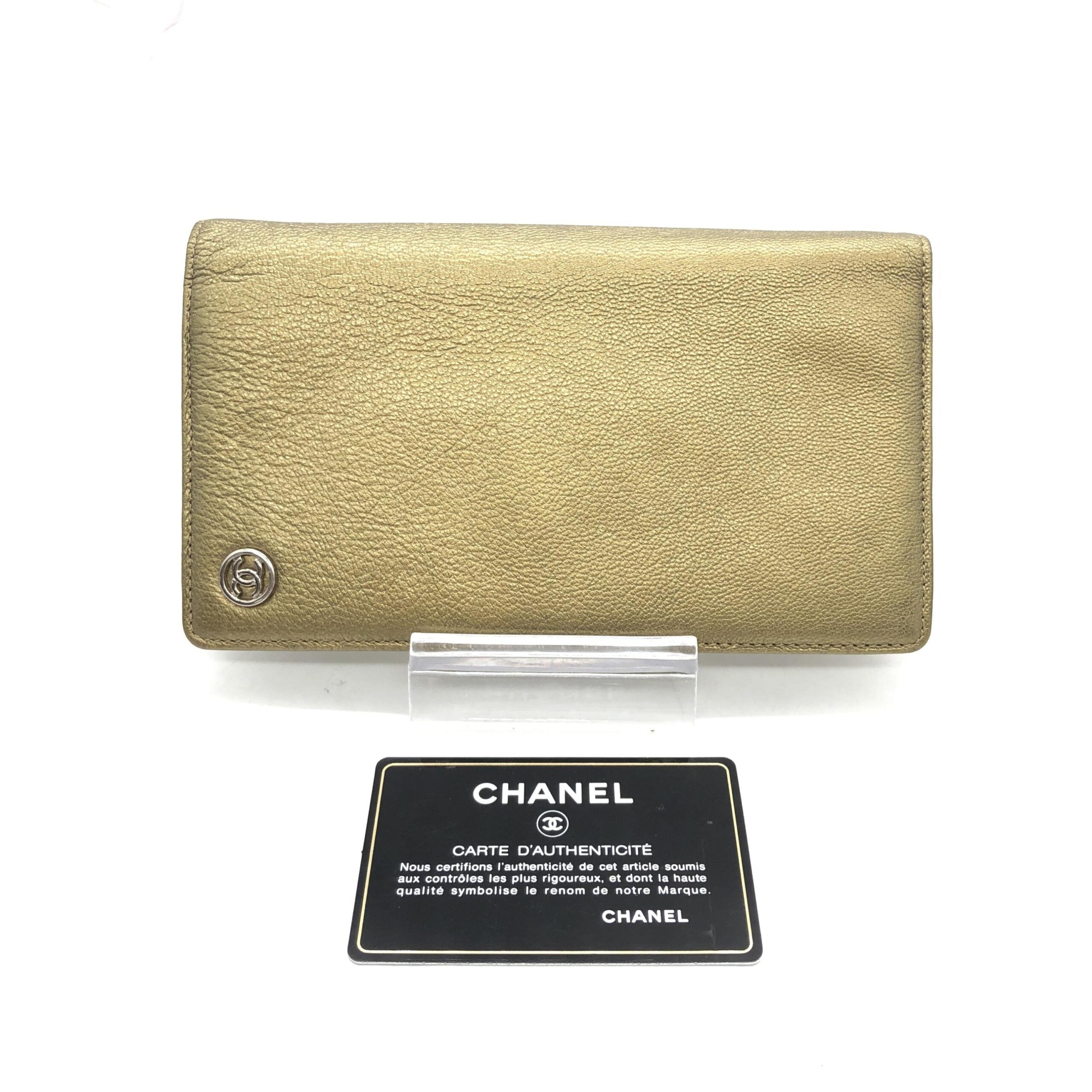 Chanel Gold Tone Caviar Leather Bifold Women's Wallet