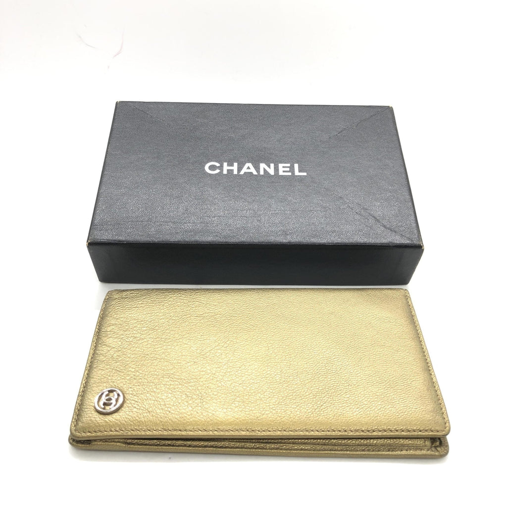 Chanel Gold Tone Caviar Leather Bifold Women's Wallet